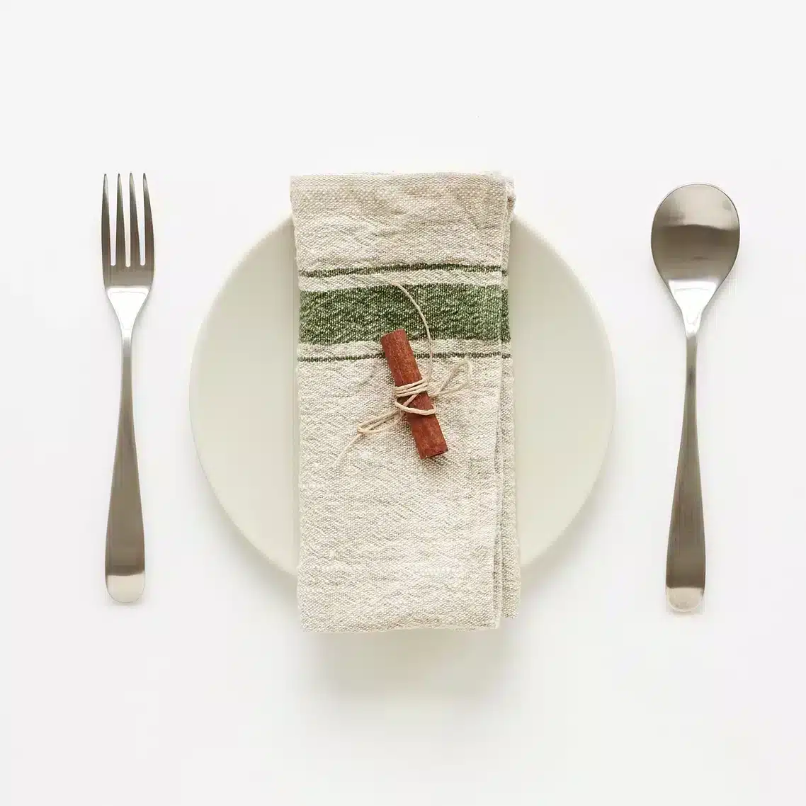 Leinen-Servietten mit grünen Streifen, 2er-Set